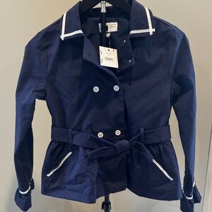 NWT Janie and Jack Navy Ruffle Jacket with White Accents. Size 10-12